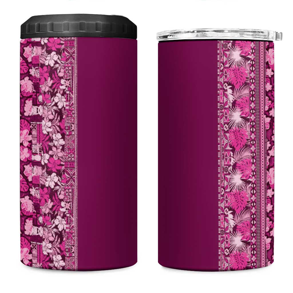 Hawaiian Tribal Elements Hibiscus 4 in 1 Can Cooler Tumbler Pink Pattern LT9 One Size: 16 oz Pink - Polynesian Pride