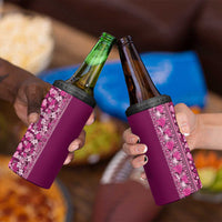 Hawaiian Tribal Elements Hibiscus 4 in 1 Can Cooler Tumbler Pink Pattern LT9 - Polynesian Pride