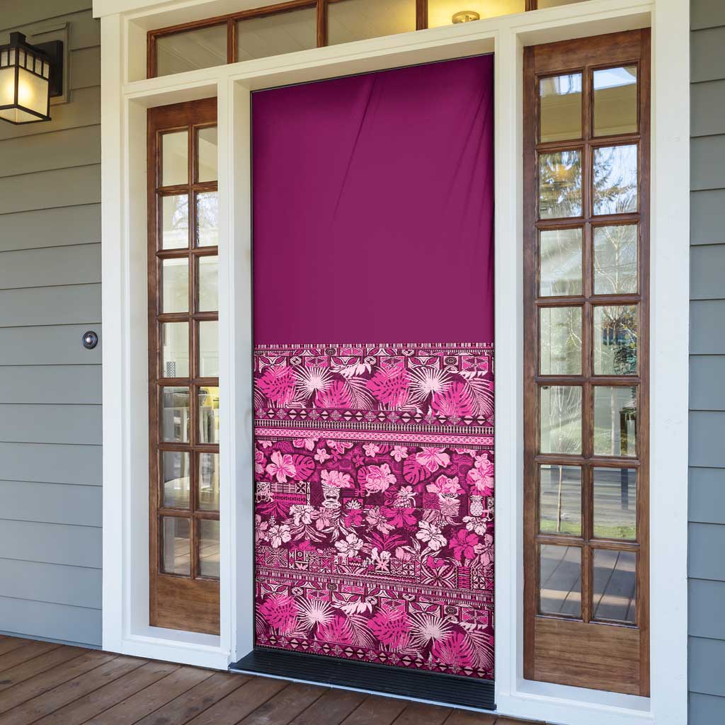 Hawaiian Tribal Elements Hibiscus Door Cover Pink Pattern LT9 - Polynesian Pride