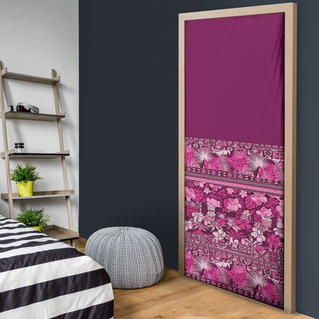 Hawaiian Tribal Elements Hibiscus Door Cover Pink Pattern LT9 - Polynesian Pride
