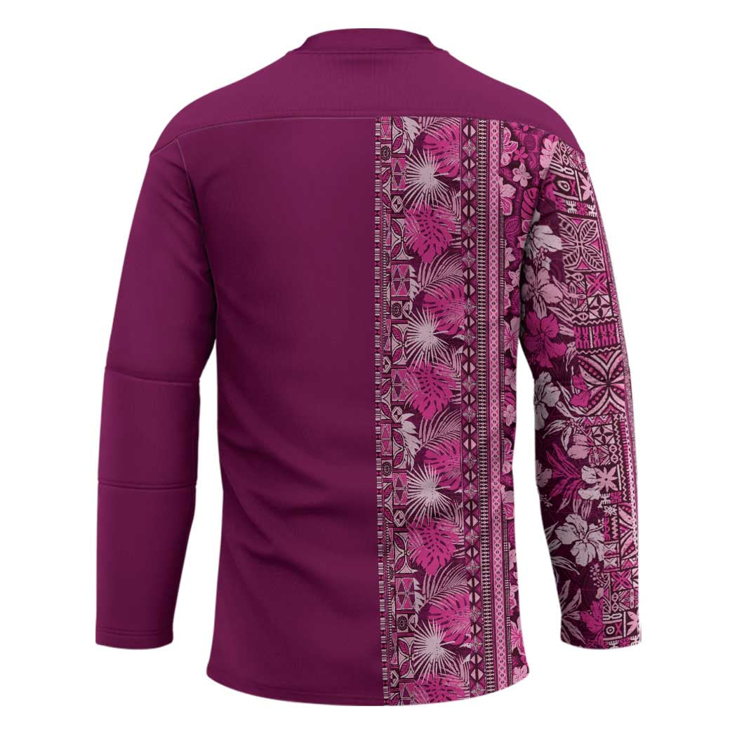Hawaiian Tribal Elements Hibiscus Hockey Jersey Pink Pattern LT9 - Polynesian Pride