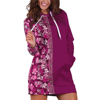 Hawaiian Tribal Elements Hibiscus Hoodie Dress Pink Pattern LT9 Pink - Polynesian Pride