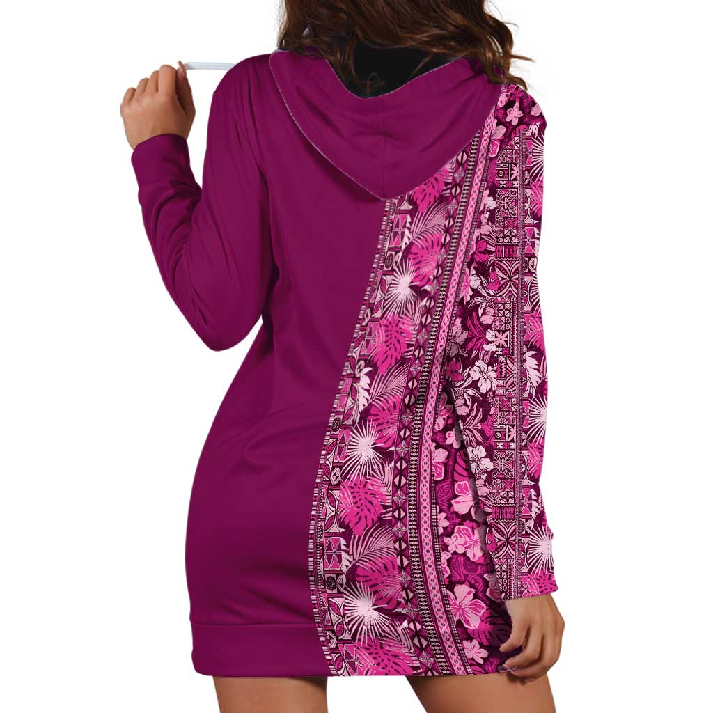 Hawaiian Tribal Elements Hibiscus Hoodie Dress Pink Pattern LT9 - Polynesian Pride