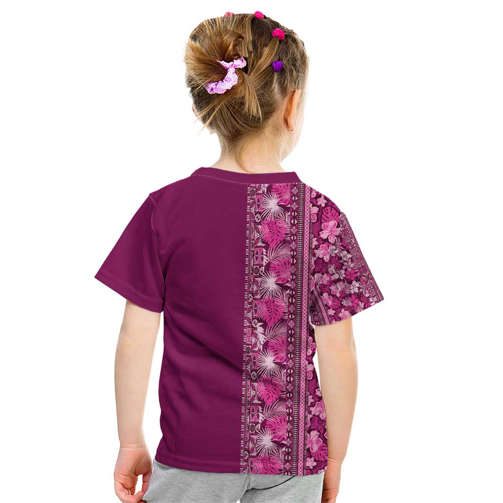 Hawaiian Tribal Elements Hibiscus Kid T Shirt Pink Pattern LT9 - Polynesian Pride