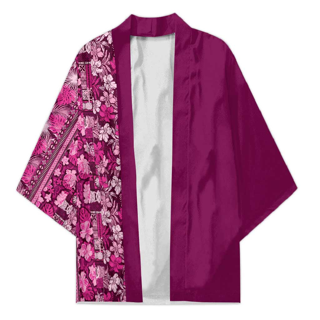 Hawaiian Tribal Elements Hibiscus Kimono Pink Pattern LT9 Unisex Pink - Polynesian Pride