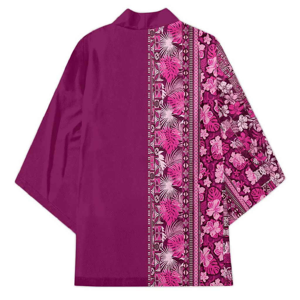 Hawaiian Tribal Elements Hibiscus Kimono Pink Pattern LT9 - Polynesian Pride
