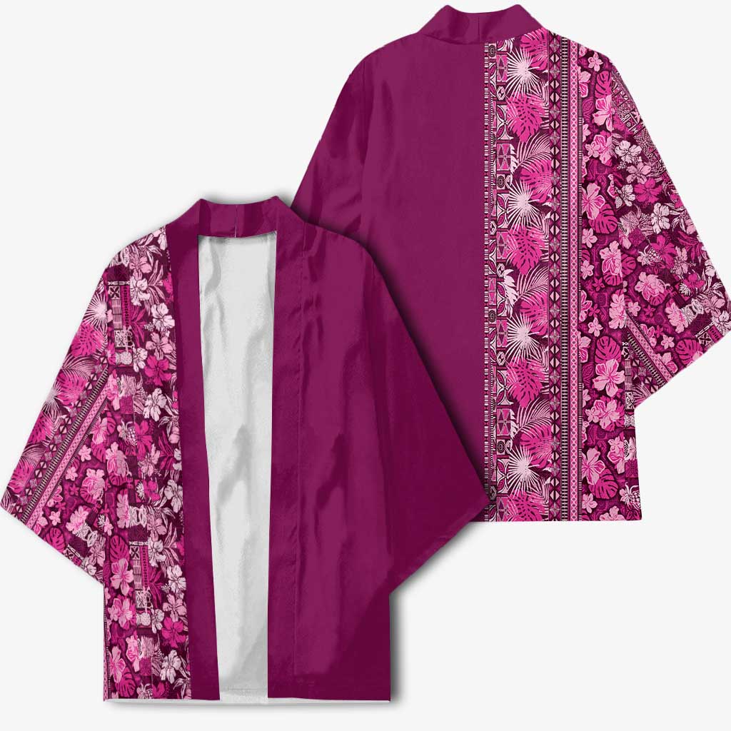 Hawaiian Tribal Elements Hibiscus Kimono Pink Pattern LT9 - Polynesian Pride