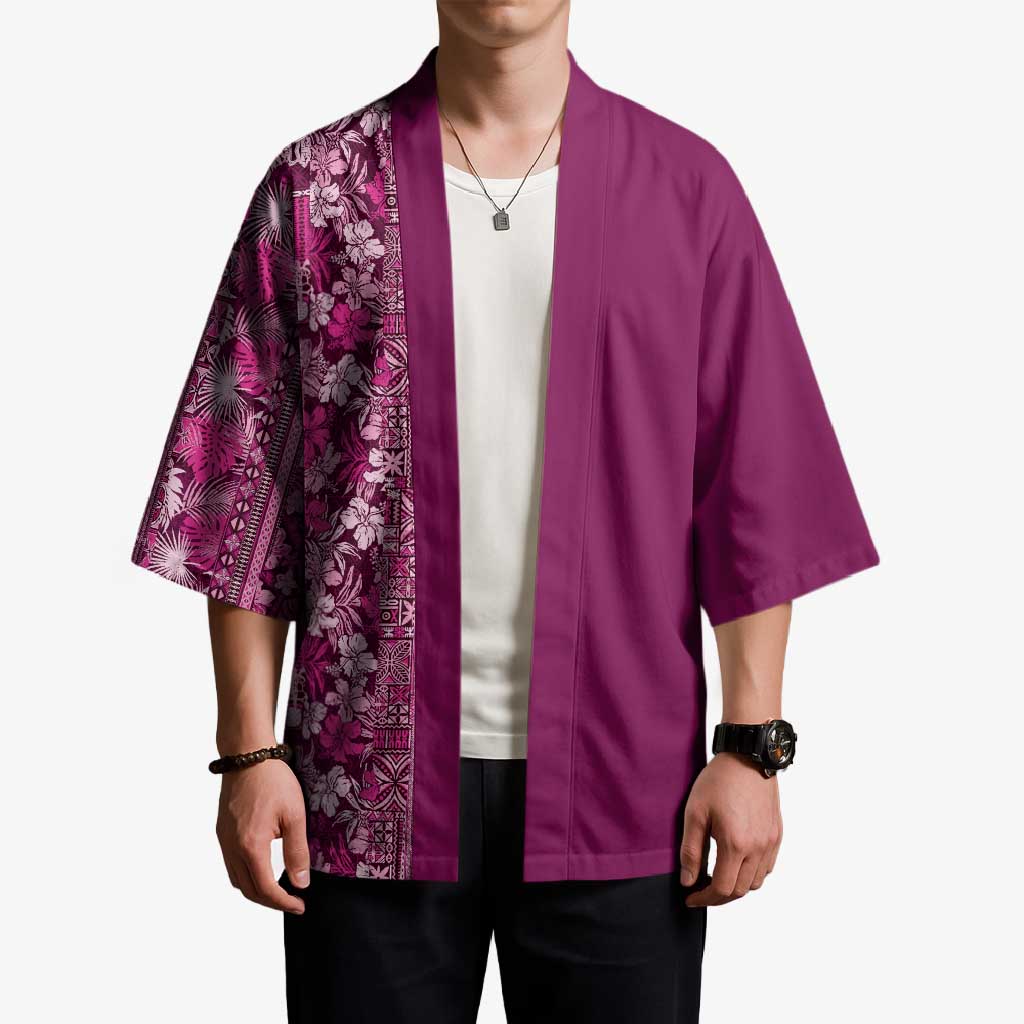 Hawaiian Tribal Elements Hibiscus Kimono Pink Pattern LT9 - Polynesian Pride