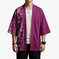 Hawaiian Tribal Elements Hibiscus Kimono Pink Pattern LT9 - Polynesian Pride