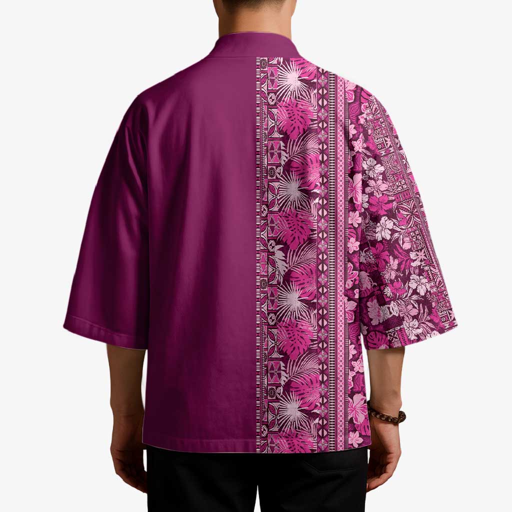 Hawaiian Tribal Elements Hibiscus Kimono Pink Pattern LT9 - Polynesian Pride