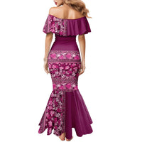 Hawaiian Tribal Elements Hibiscus Mermaid Dress Pink Pattern LT9 - Polynesian Pride