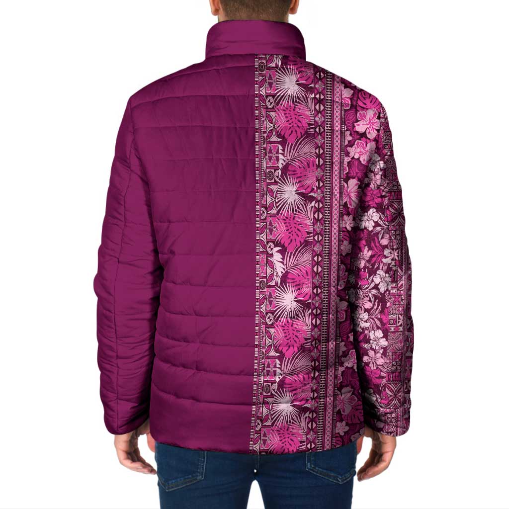 Hawaiian Tribal Elements Hibiscus Padded Jacket Pink Pattern LT9 - Polynesian Pride