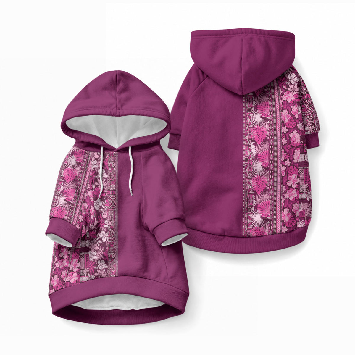 Hawaiian Tribal Elements Hibiscus Pet Hoodie Pink Pattern LT9 Pullover Pink - Polynesian Pride