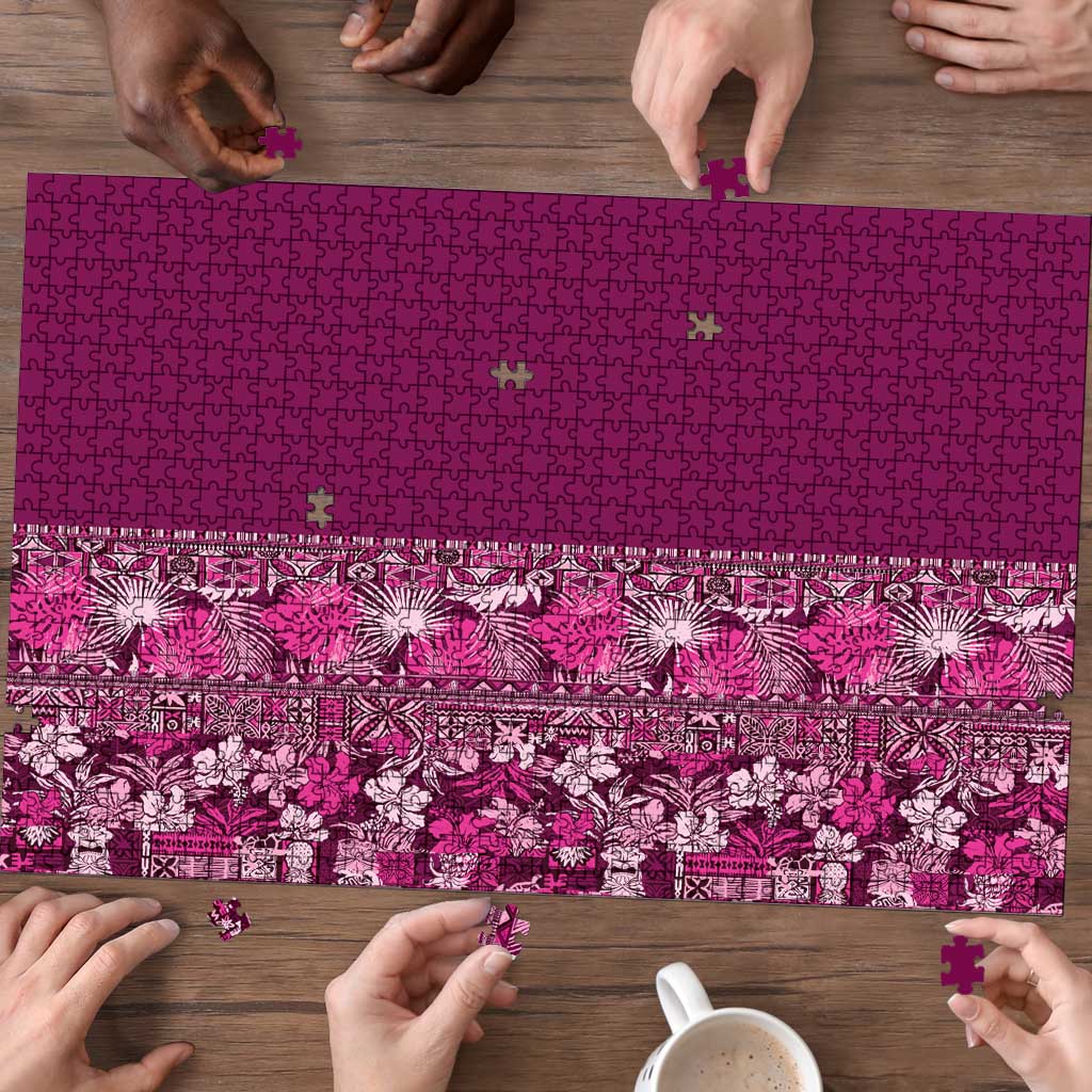Hawaiian Tribal Elements Hibiscus Puzzle Pink Pattern LT9 - Polynesian Pride