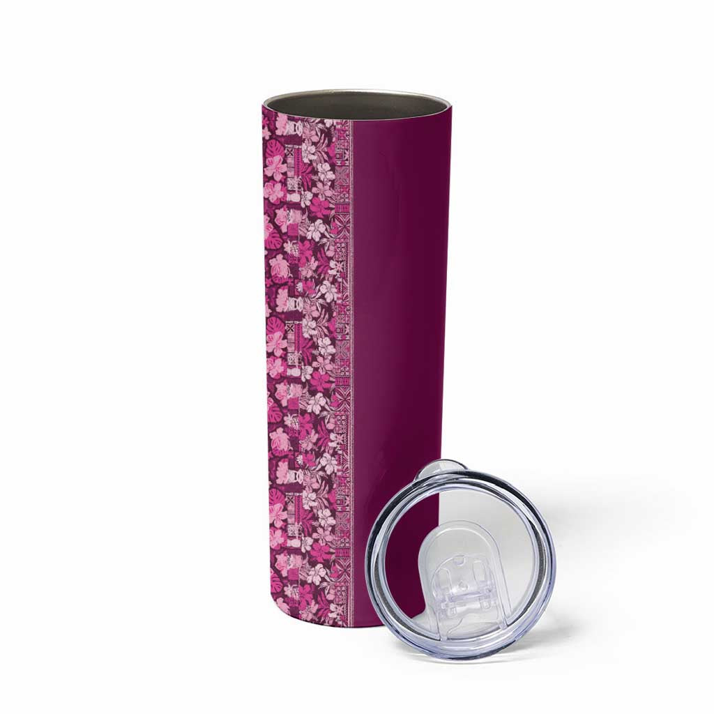 Hawaiian Tribal Elements Hibiscus Skinny Tumbler Pink Pattern LT9 - Polynesian Pride