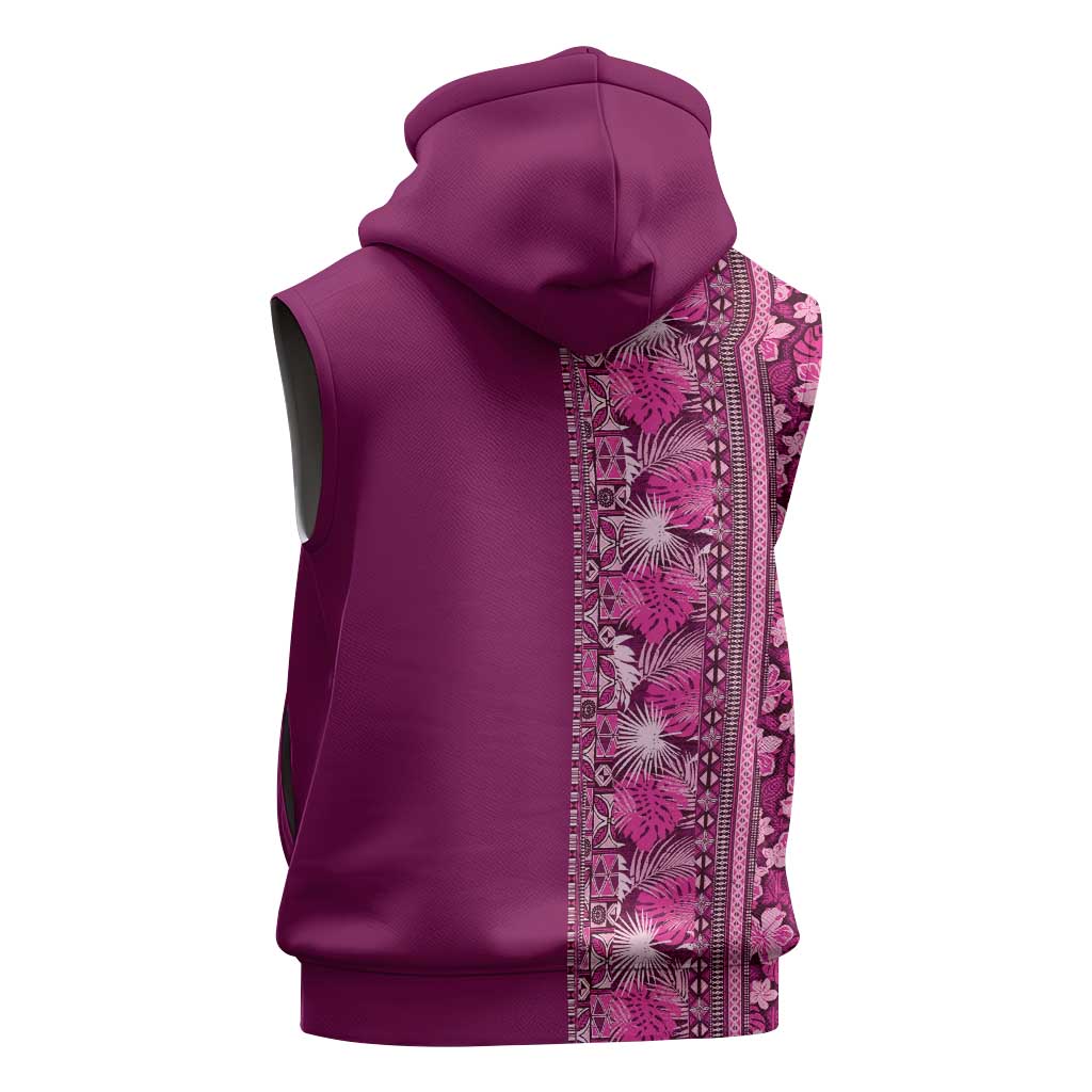 Hawaiian Tribal Elements Hibiscus Sleeveless Hoodie Pink Pattern LT9 - Polynesian Pride