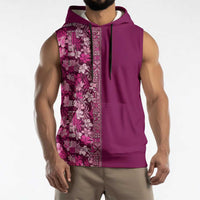 Hawaiian Tribal Elements Hibiscus Sleeveless Hoodie Pink Pattern LT9 - Polynesian Pride