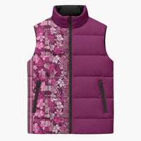 Hawaiian Tribal Elements Hibiscus Sleeveless Puffer Jacket Pink Pattern LT9 Unisex Pink - Polynesian Pride