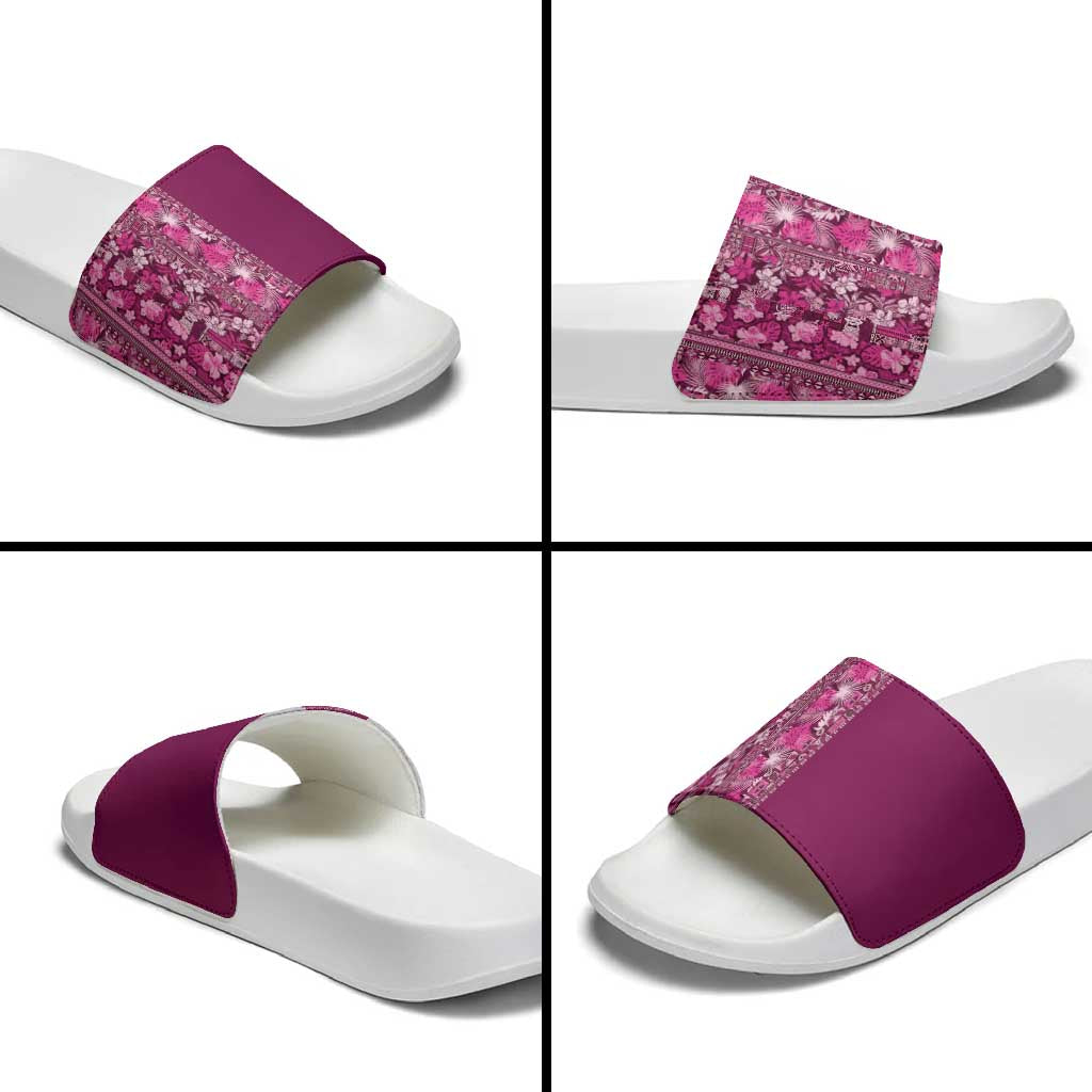 Hawaiian Tribal Elements Hibiscus Slide Sandals Pink Pattern LT9 - Polynesian Pride