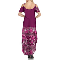 Hawaiian Tribal Elements Hibiscus Summer Maxi Dress Pink Pattern LT9 - Polynesian Pride