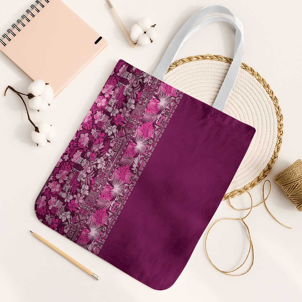 Hawaiian Tribal Elements Hibiscus Tote Bag Pink Pattern LT9 White Strap One Size Pink - Polynesian Pride