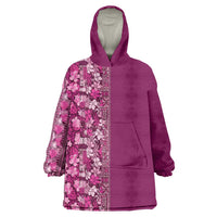 Hawaiian Tribal Elements Hibiscus Wearable Blanket Hoodie Pink Pattern LT9 One Size Pink - Polynesian Pride