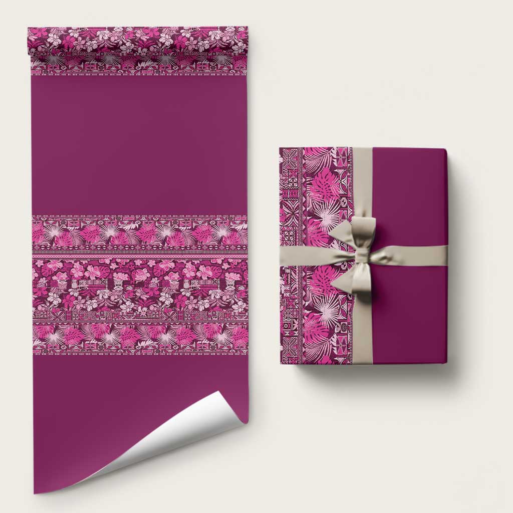 Hawaiian Tribal Elements Hibiscus Wrapping Paper Pink Pattern LT9 58" × 23" Pink - Polynesian Pride