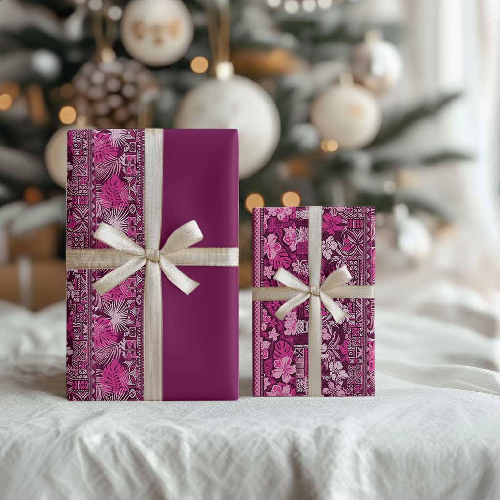 Hawaiian Tribal Elements Hibiscus Wrapping Paper Pink Pattern LT9 - Polynesian Pride