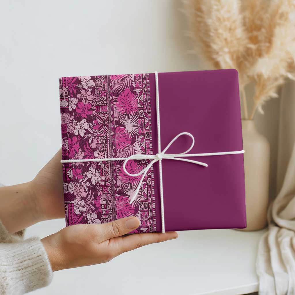 Hawaiian Tribal Elements Hibiscus Wrapping Paper Pink Pattern LT9 - Polynesian Pride