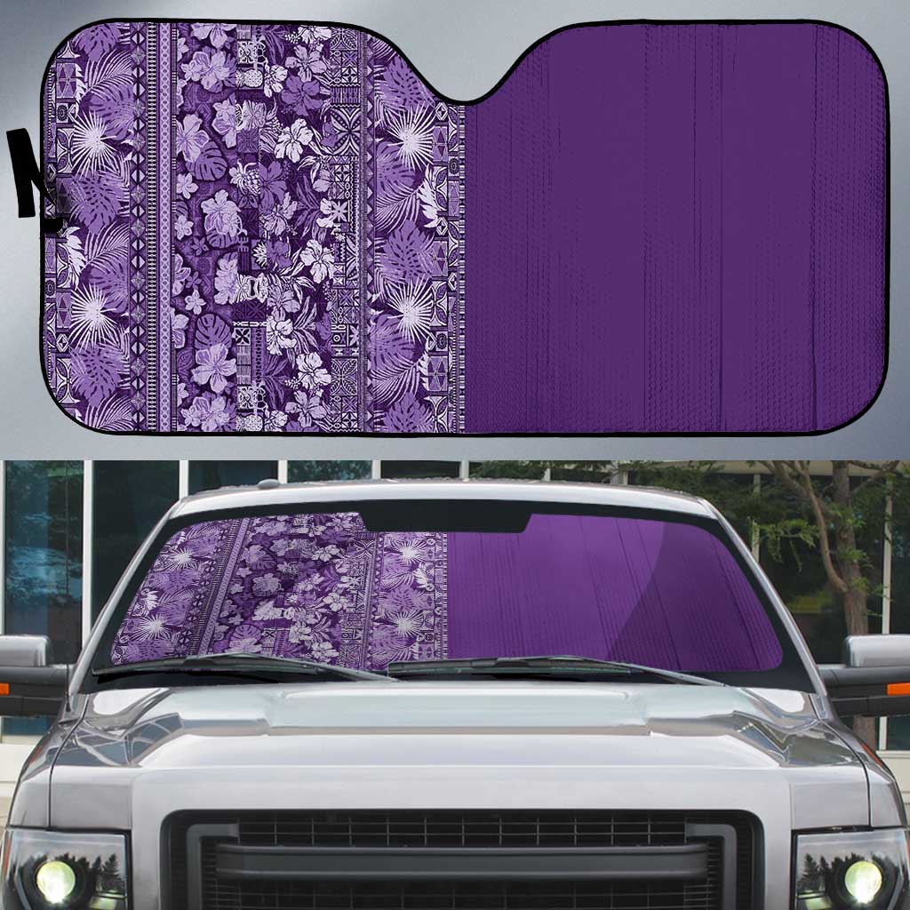 Hawaiian Tribal Elements Hibiscus Auto Sun Shade Purple Pattern LT9 Purple - Polynesian Pride