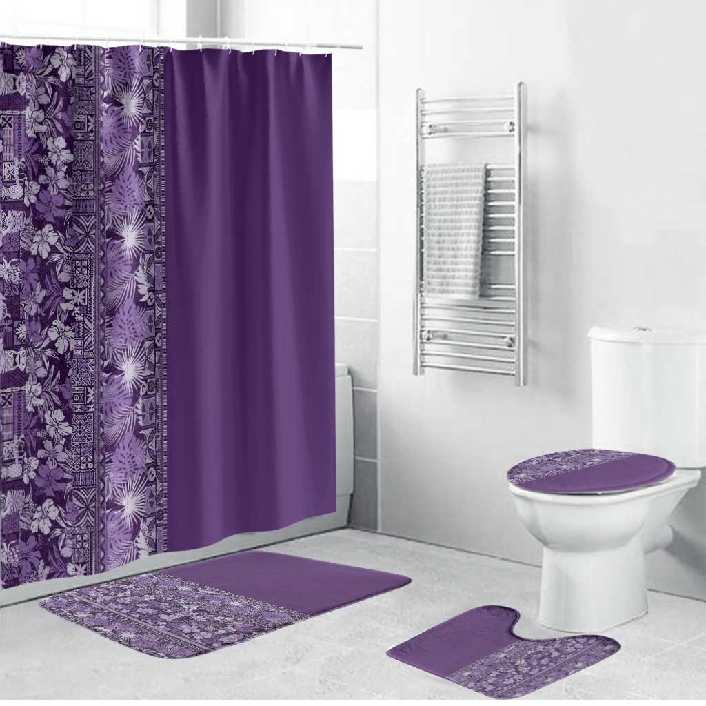 Hawaiian Tribal Elements Hibiscus Bathroom Set Purple Pattern LT9 Bathroom Set (4 pcs) Purple - Polynesian Pride