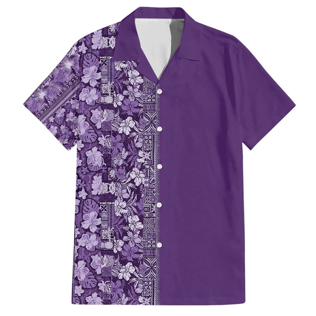 Hawaiian Tribal Elements Hibiscus Hawaiian Shirt Purple Pattern LT9 Purple - Polynesian Pride