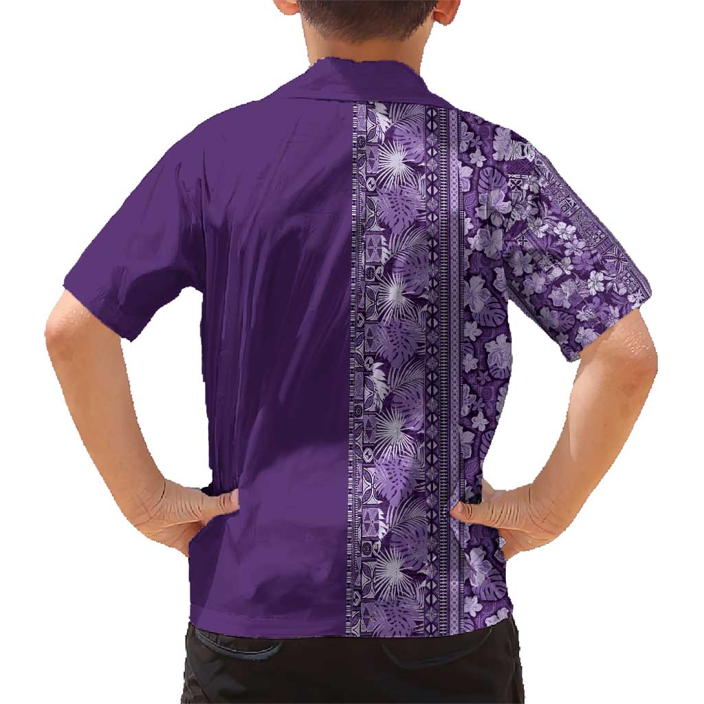 Hawaiian Tribal Elements Hibiscus Hawaiian Shirt Purple Pattern LT9 - Polynesian Pride