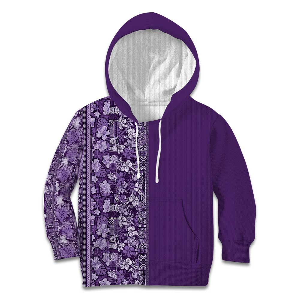 Hawaiian Tribal Elements Hibiscus Kid Hoodie Purple Pattern LT9 Hoodie Purple - Polynesian Pride