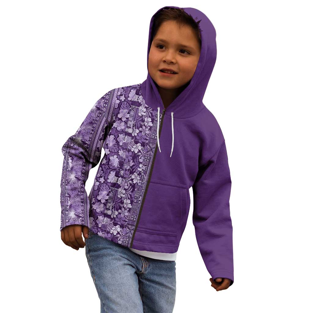 Hawaiian Tribal Elements Hibiscus Kid Hoodie Purple Pattern LT9 - Polynesian Pride