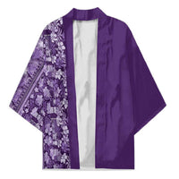 Hawaiian Tribal Elements Hibiscus Kimono Purple Pattern LT9 Unisex Purple - Polynesian Pride