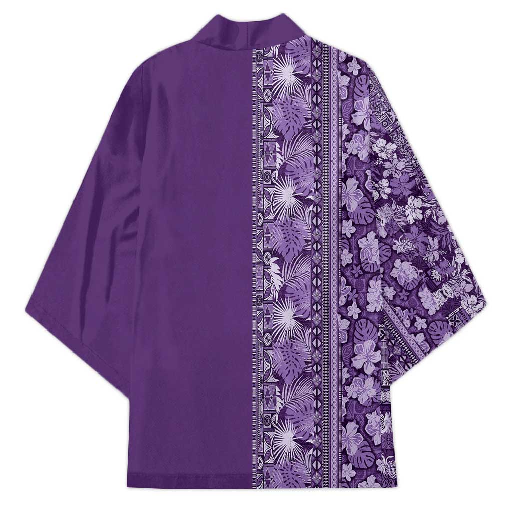 Hawaiian Tribal Elements Hibiscus Kimono Purple Pattern LT9 - Polynesian Pride