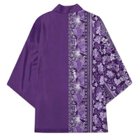 Hawaiian Tribal Elements Hibiscus Kimono Purple Pattern LT9 - Polynesian Pride