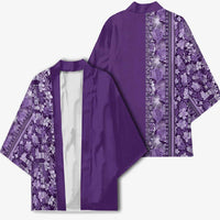 Hawaiian Tribal Elements Hibiscus Kimono Purple Pattern LT9 - Polynesian Pride