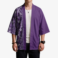 Hawaiian Tribal Elements Hibiscus Kimono Purple Pattern LT9 - Polynesian Pride