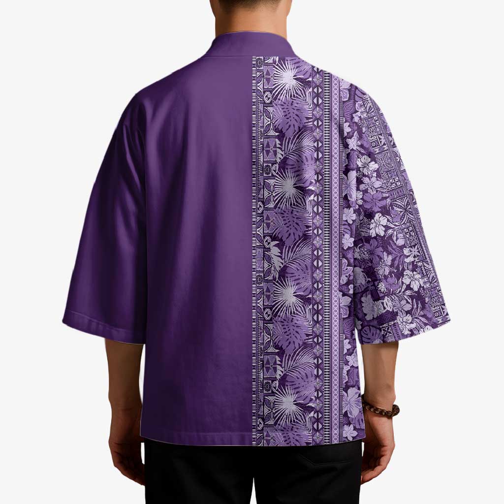 Hawaiian Tribal Elements Hibiscus Kimono Purple Pattern LT9 - Polynesian Pride