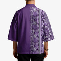 Hawaiian Tribal Elements Hibiscus Kimono Purple Pattern LT9 - Polynesian Pride