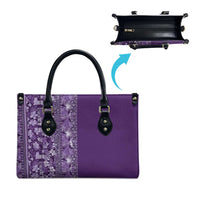 Hawaiian Tribal Elements Hibiscus Leather Bag Purple Pattern LT9 - Polynesian Pride