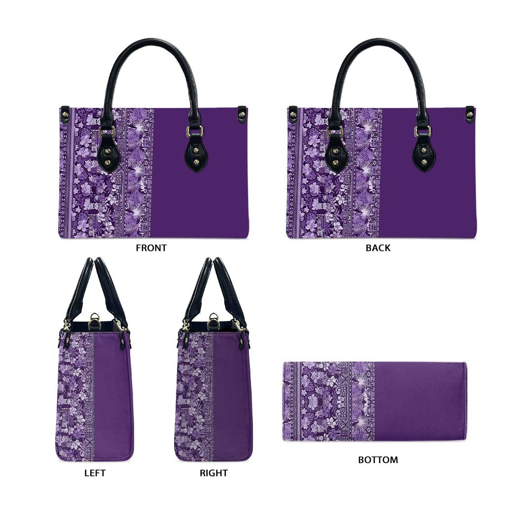 Hawaiian Tribal Elements Hibiscus Leather Bag Purple Pattern LT9 - Polynesian Pride