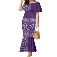 Hawaiian Tribal Elements Hibiscus Mermaid Dress Purple Pattern LT9 Women Purple - Polynesian Pride