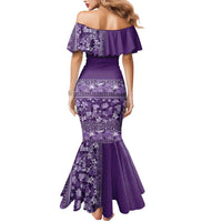 Hawaiian Tribal Elements Hibiscus Mermaid Dress Purple Pattern LT9 - Polynesian Pride
