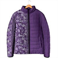 Hawaiian Tribal Elements Hibiscus Padded Jacket Purple Pattern LT9 - Polynesian Pride