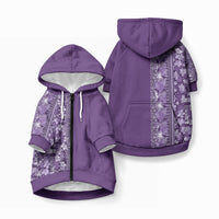 Hawaiian Tribal Elements Hibiscus Pet Hoodie Purple Pattern LT9 Zip-up Purple - Polynesian Pride