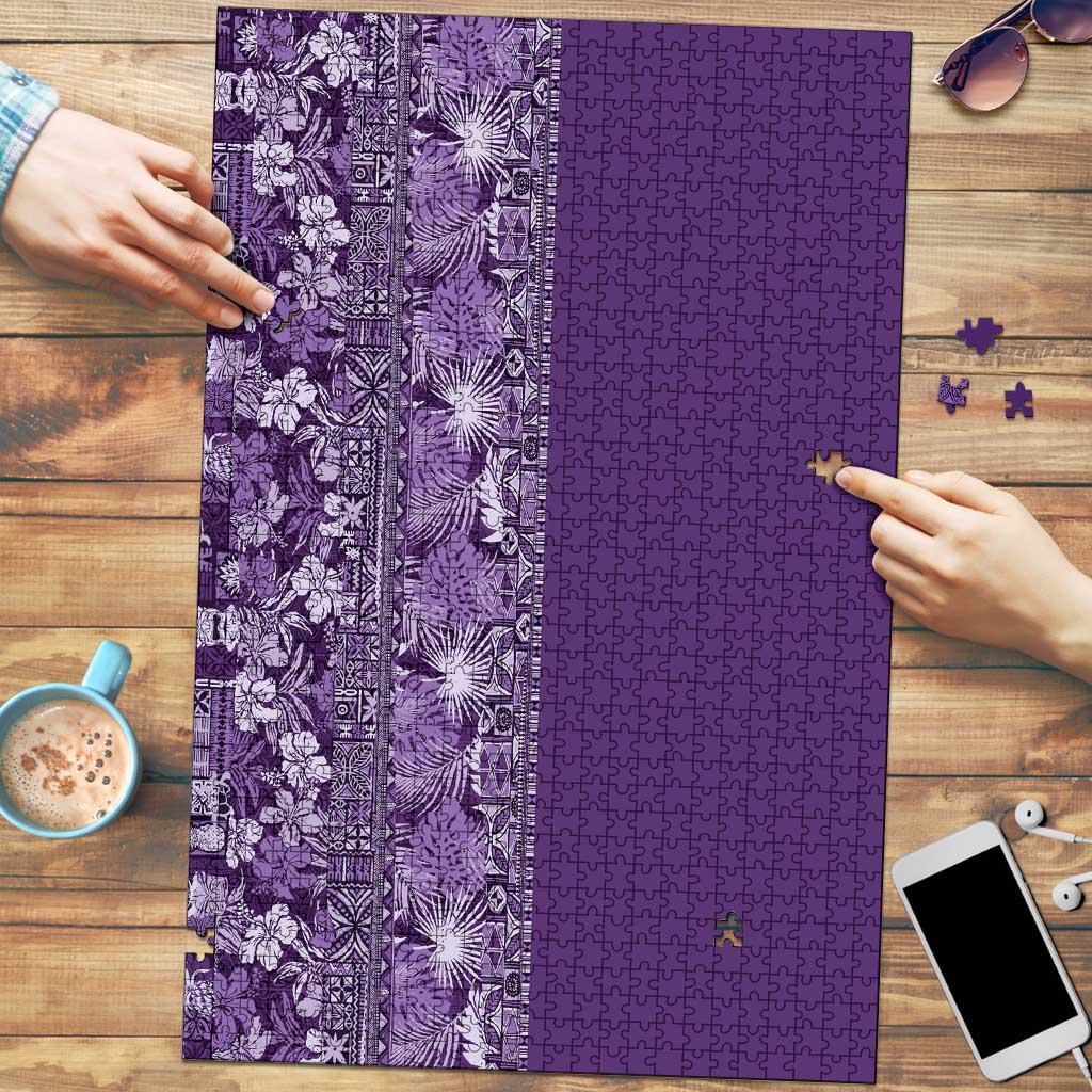 Hawaiian Tribal Elements Hibiscus Puzzle Purple Pattern LT9 Purple - Polynesian Pride