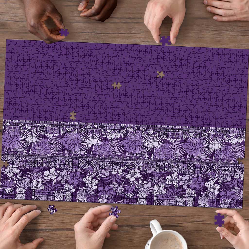 Hawaiian Tribal Elements Hibiscus Puzzle Purple Pattern LT9 - Polynesian Pride